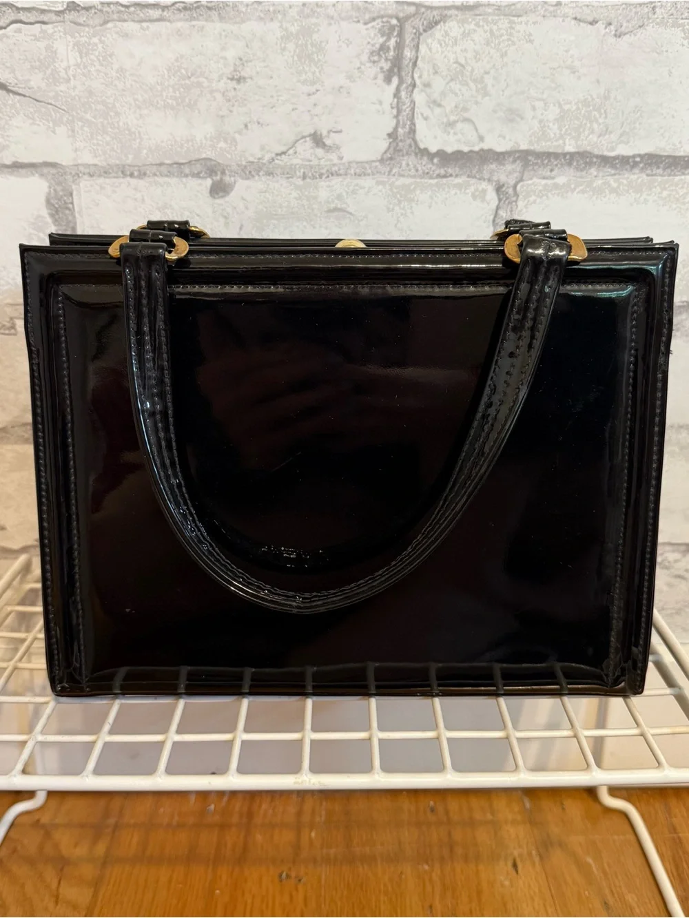 Glossy Faux Leather Mini Tote